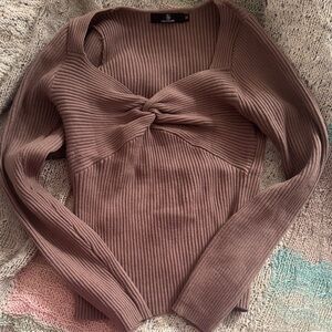 Twist Front Ribbed Sweater